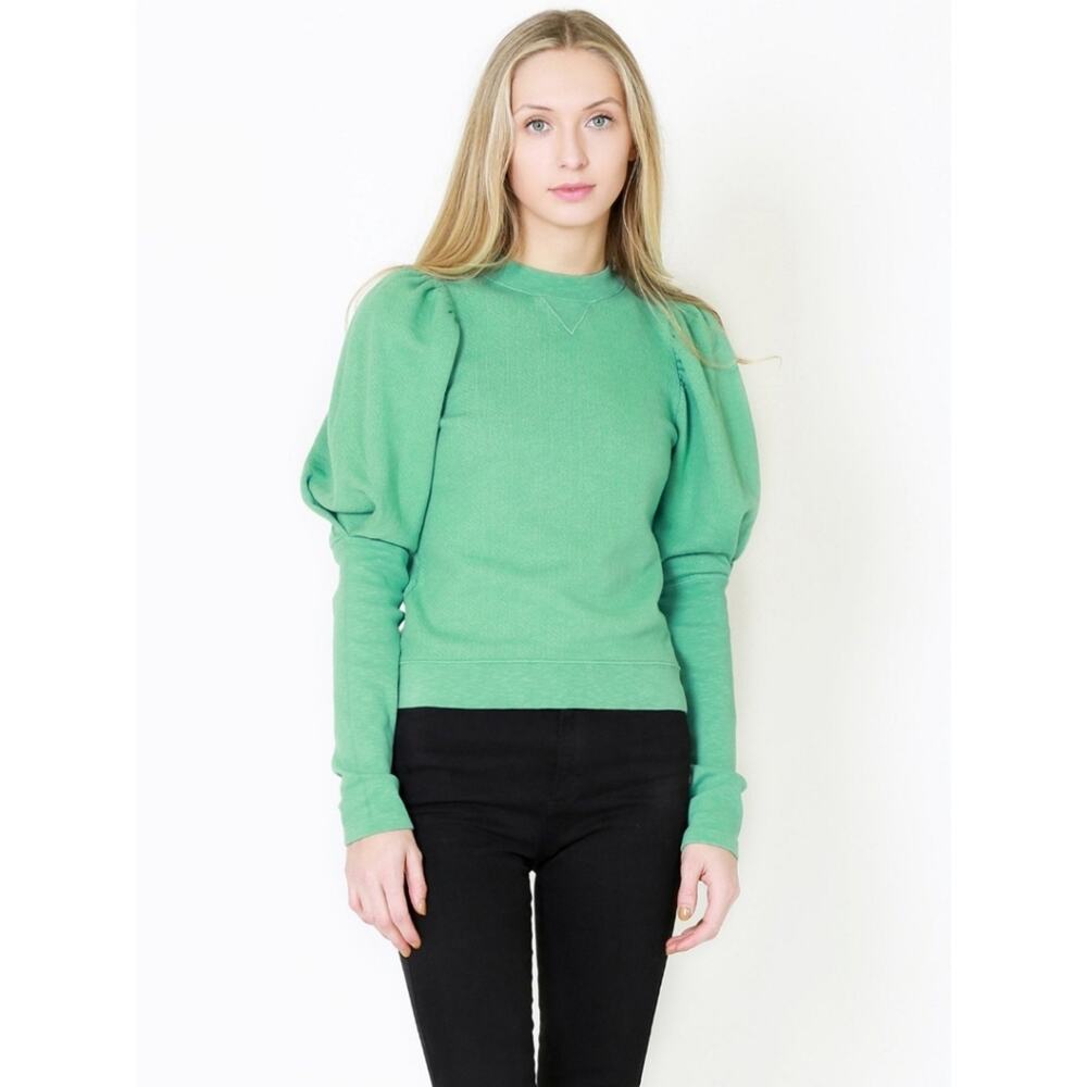 Ulla Johnson Green Puff-Sleeve Sweatshirt